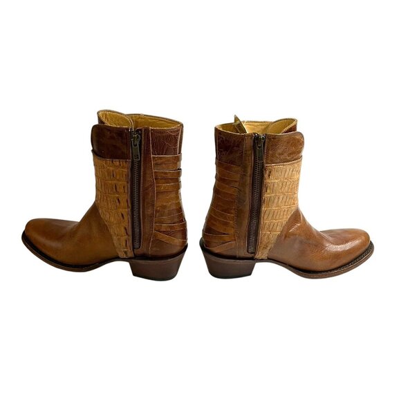 Stetson Caiman Brown Handmade Laced Back Vamp Shortie Boots Booties NWT Size 7 - Picture 4 of 7